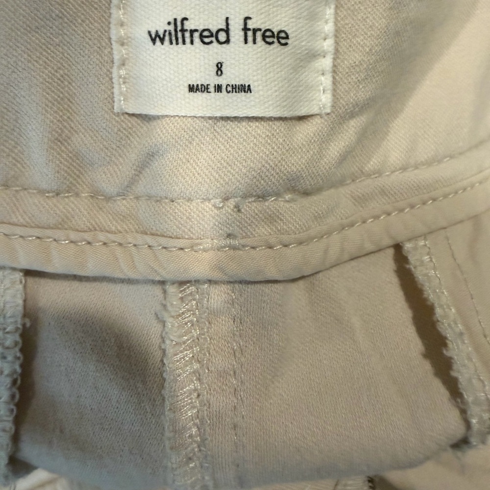 Wilfred Free Aritzia Cream Cargo Pants High Rise Straight Leg Utility Size 8 - Picture 6 of 7